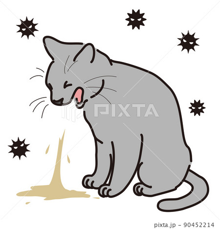 吐くネコのイラスト 着色あり 吐くネコのイラスト 着色あり 90452214