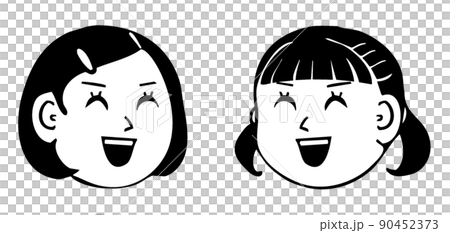 Girl's laughing expression / face-to-face face icon 90452373
