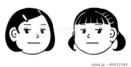 女の子のしらけた表情・向き合う顔アイコン 女の子のしらけた表情・向き合う顔アイコン 90452384