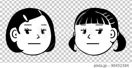 女の子のしらけた表情・向き合う顔アイコン 女の子のしらけた表情・向き合う顔アイコン 90452384