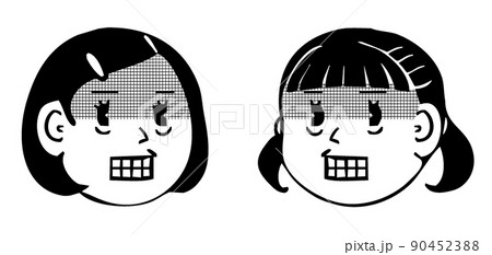 女の子の震える表情・向き合う顔アイコン 女の子の震える表情・向き合う顔アイコン 90452388