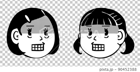 女の子の震える表情・向き合う顔アイコン 女の子の震える表情・向き合う顔アイコン 90452388