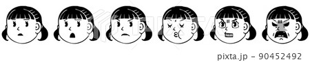 女の子の怒りの表情グラデーション5点セット・左向き 90452492