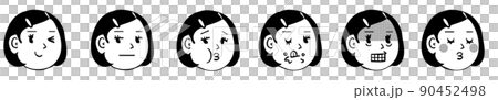 女の子の愉快な表情パターン5点セット・右向き 女の子の愉快な表情パターン5点セット・右向き 90452498