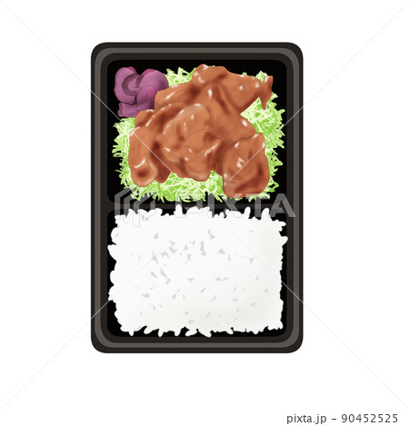 テイクアウトの焼肉弁当 手描き のイラスト素材