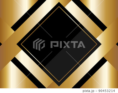 高級感のあるリボンと菱形背景　横位置　ブラック＆ゴールド 90453214