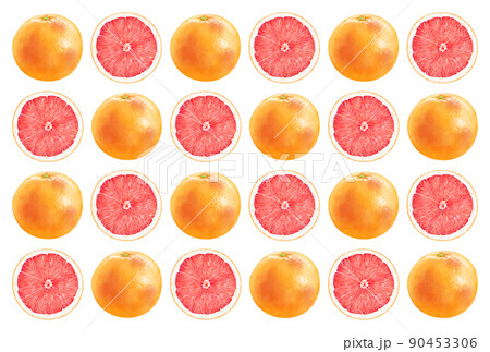背景素材　ポストカード　水彩　ピンクグレープフルーツ 90453306