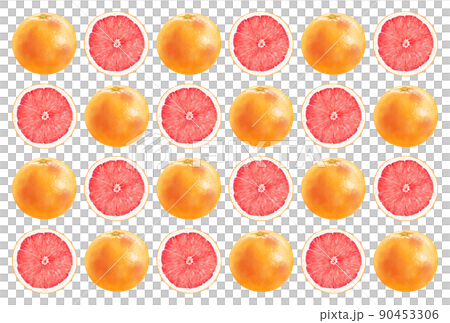 背景素材　ポストカード　水彩　ピンクグレープフルーツ 90453306
