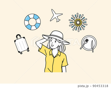 旅行をする若い女性　一人旅　夏休み 90453318