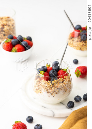 Homemade granola in a glass 90453602