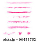Brush pencil Set of pink watercolor strokes and line. Collection design elements 90453762