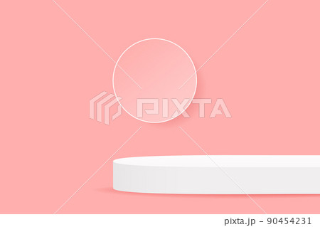Realistic white podium on pink abstract background 90454231