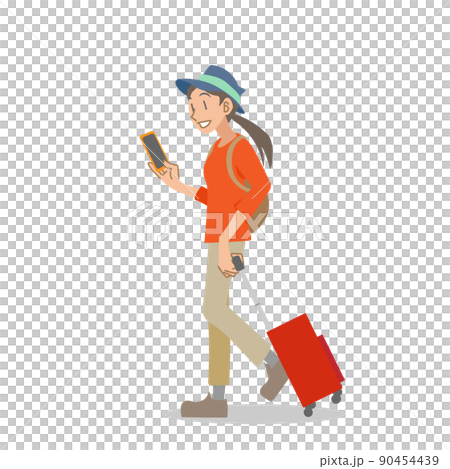 Japanese woman going on a trip with a carry bag 90454439