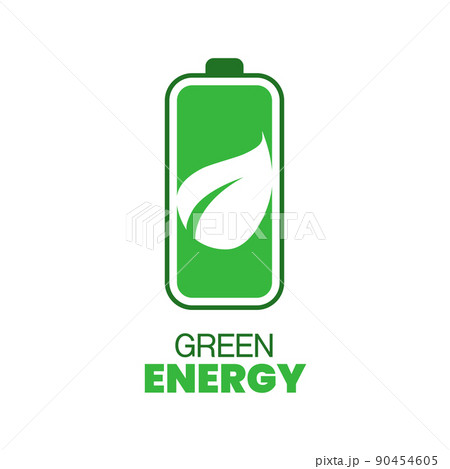 Green leaf and battery sign 90454605
