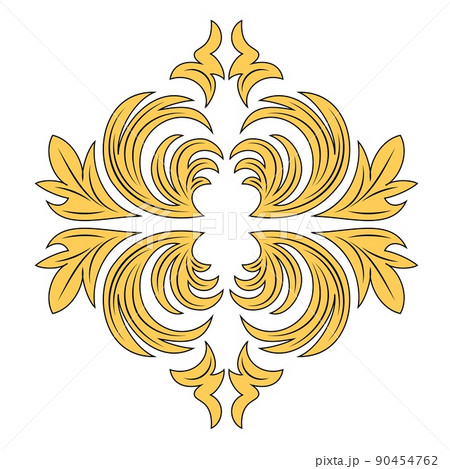 Damask element in classic style on white background. Royal template. Silhouette vector. Vector 90454762