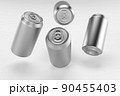 Aluminium beer and slim soda can mock up blank template. Juice, soda, beer jar blank isolated on white background. Aluminum can for design. Realistic aluminum cans. 3D rendering 90455403