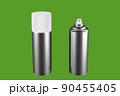 Blank silver spray can isolated on white background, Aerosol Spray Can , Metal Bottle Can with green label. 3d rendering 90455405