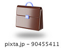 Brown Leather Businessman Briefcase on white Background with Shadow. 3D rendering 90455411