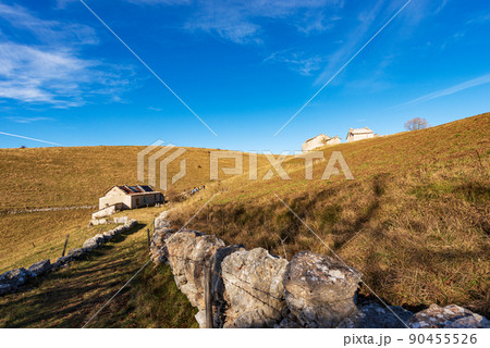 Trekking Footpath on Lessinia Plateau Regional Natural Park - Veneto Italy Trekking Footpath on Lessinia Plateau Regional Natural Park - Veneto Italy 90455526