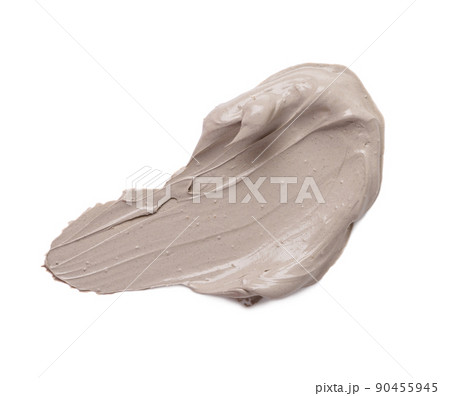 Skin care pore cleaning volcanic clay mask smear smudge isolated on white background top view 90455945