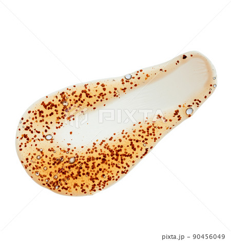 Cosmetic scrub smear with natural ground particles isolated on white background top view Cosmetic scrub smear with natural ground particles isolated on white background top view 90456049