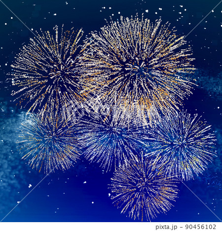 黄色花火星空背景_正方形 黄色花火星空背景_正方形 90456102