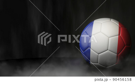 Soccer ball in flag colors on a dark abstract background. France. 3D image. 90456158