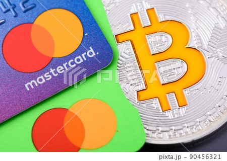 Mastercard plastic credit payment cards with Bitcoin coin Mastercard plastic credit payment cards with Bitcoin coin 90456321