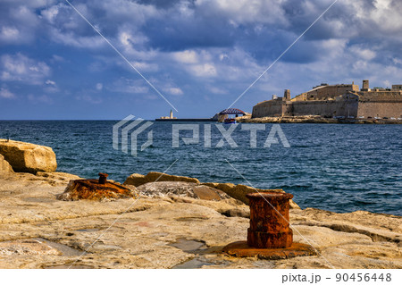 Marsamxett Harbour Old Waterfront In Malta 90456448