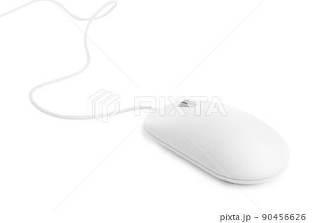 Modern wired optical mouse isolated on white Modern wired optical mouse isolated on white 90456626