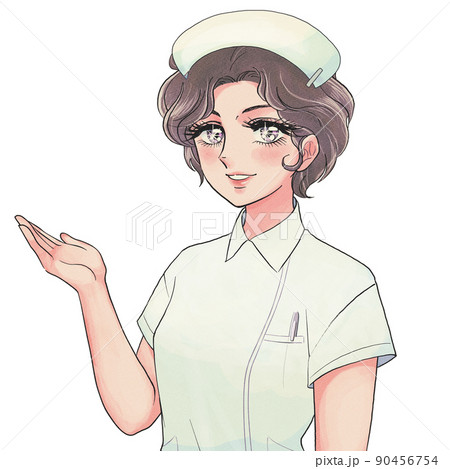 少女漫画風イラスト・ナースキャップをつけた看護婦さん 少女漫画風イラスト・ナースキャップをつけた看護婦さん 90456754