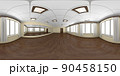 Empty dance room with yellow walls and wooden parquet 360 degrees panorama 90458150