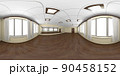 Empty danceing room with wooden parquet and yellow walls 360 degrees panorama 90458152