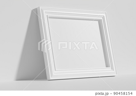 Horizontal rectangular photo frame on floor leaning at wall diagonal view Horizontal rectangular photo frame on floor leaning at wall diagonal view 90458154