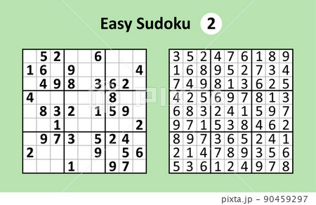 Sudoku game with answers. Easy complexity. Simple vector Sudoku game with answers. Easy complexity. Simple vector 90459297