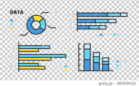 Illustration set of bar graphs and pie charts. Illustration set of bar graphs and pie charts. 90459410