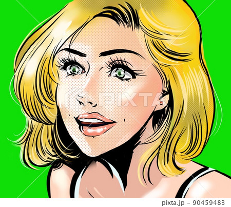 セクシーな金髪外国人美女が微笑むアメコミ風カラーイラスト セクシーな金髪外国人美女が微笑むアメコミ風カラーイラスト 90459483