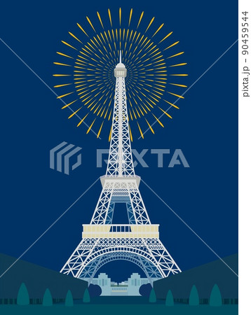 エッフェル塔　tour　eiffel　打ち上げ花火　パリ 90459544