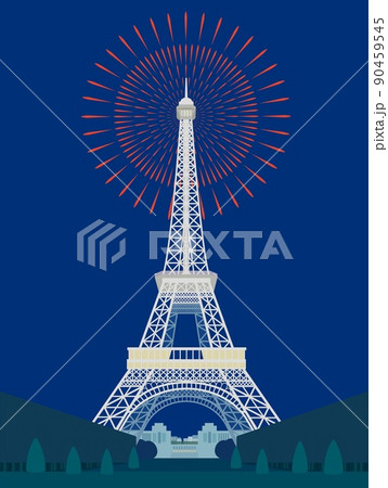 エッフェル塔　tour　eiffel　打ち上げ花火　パリ 90459545
