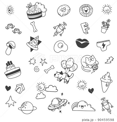 Doodle Cute Kids Vector Illustration Hand Drawn Set Cute Doodles Stock  Vector by ©9george 582429812