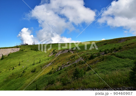 夏の美ヶ原高原 王ヶ頭ホテルと入道雲 夏の美ヶ原高原 王ヶ頭ホテルと入道雲 90460907