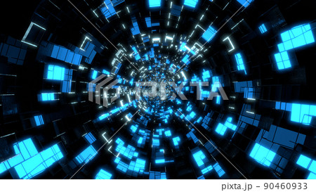 VJ トンネル キューブ サイバー空間 デジタル 青 [別Verあり] 90460933