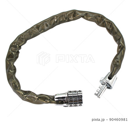 Wire rope locking password cable isolated on white background 90460981