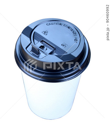 White paper cup of coffee isolated on white background 90460992