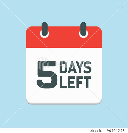 Countdown daily page calendar icon - 5 days left Countdown daily page calendar icon - 5 days left 90461293