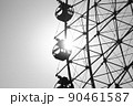 Ferris Wheel against the sun, black and white 90461587