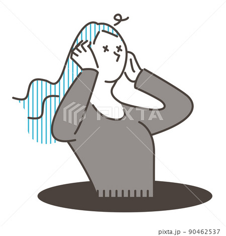 ショックを受ける若い女性【ベクターイラスト素材】 ショックを受ける若い女性【ベクターイラスト素材】 90462537