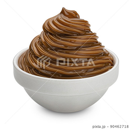 Caramel cream isolated on white background, full depth of field 90462718