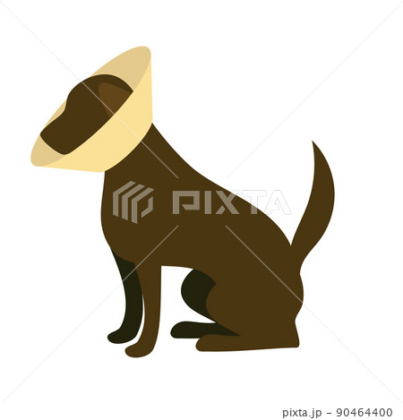 エリザベスカラーをつけた大型犬のイラスト素材