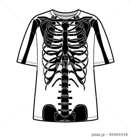 Skeleton costume Human bones on t-shirts front view men women, children for printing on clothes for Day of the dead  90464438